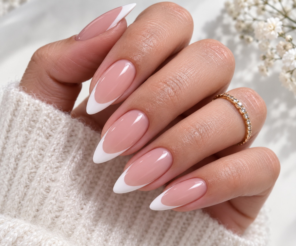French Tip Almond Nails
