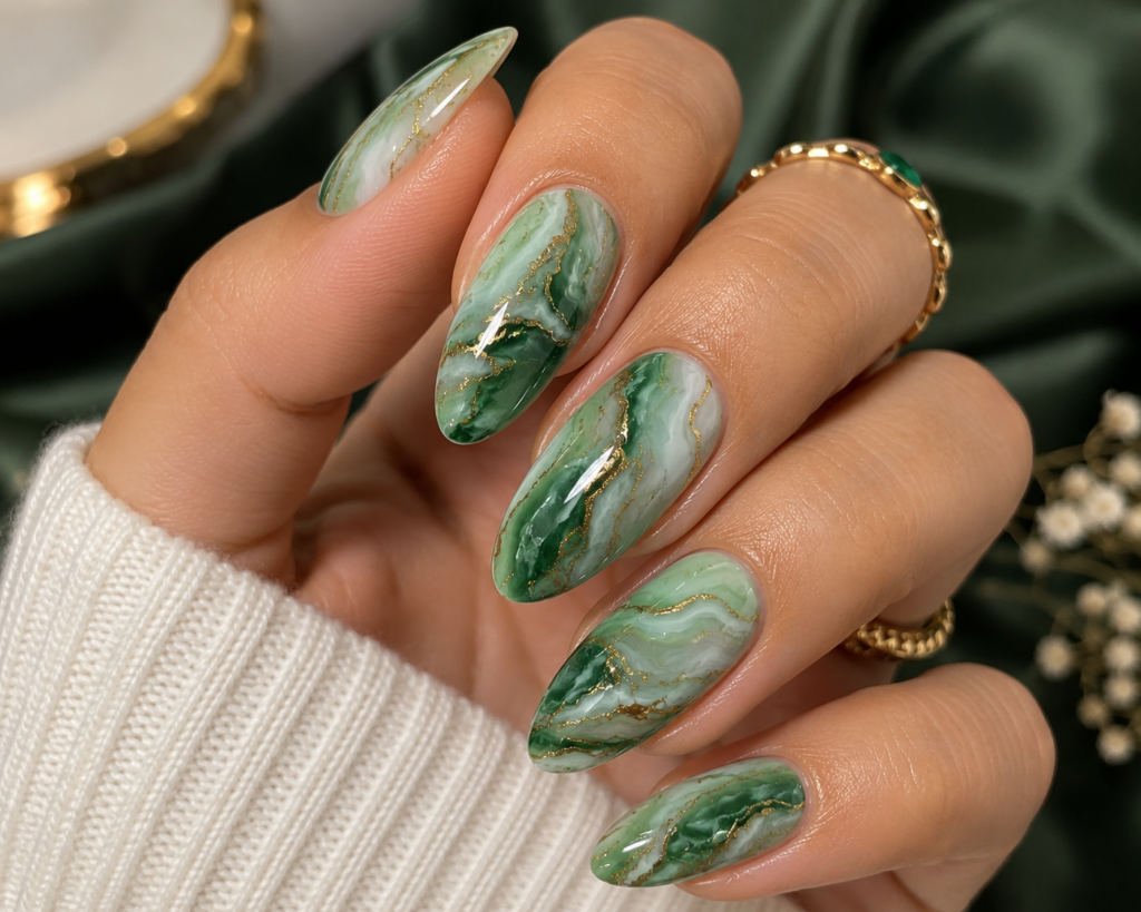 Green Marble nails