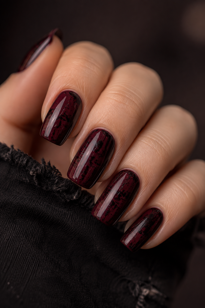  Grunge Burgundy Nails