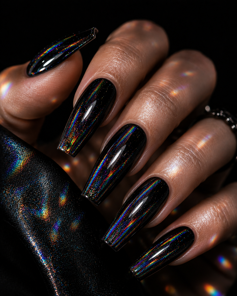 Holographic Black Nails
