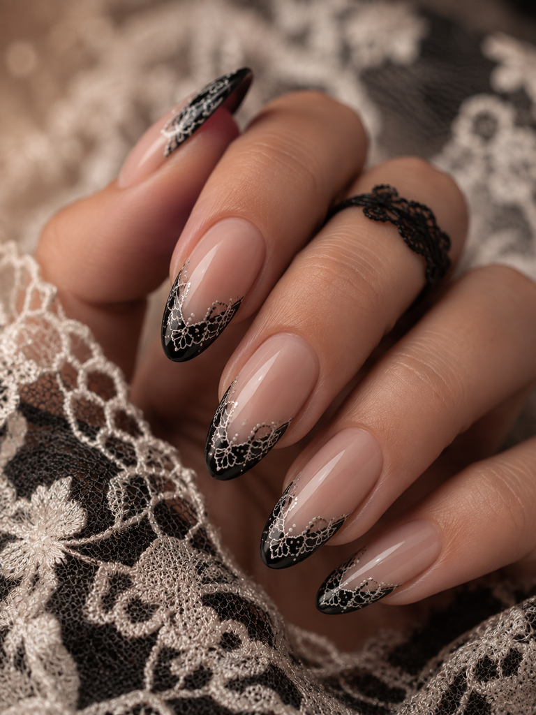  Lace Pattern French Tips