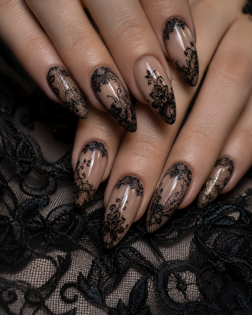 Lace-Inspired Gothic Nails