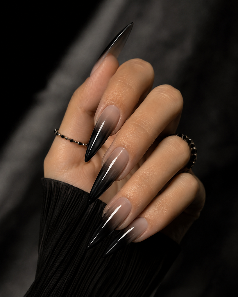 Long Stiletto Black Ombre