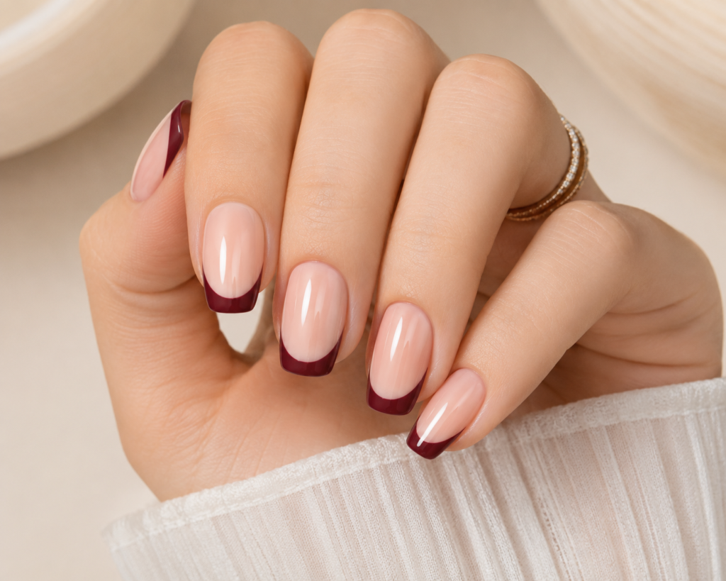 Maroon French Tips