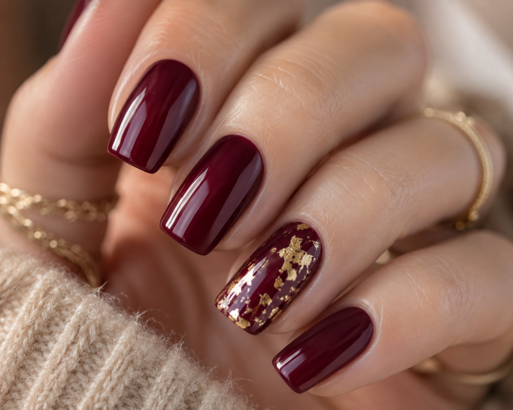 Maroon with Gold Foil