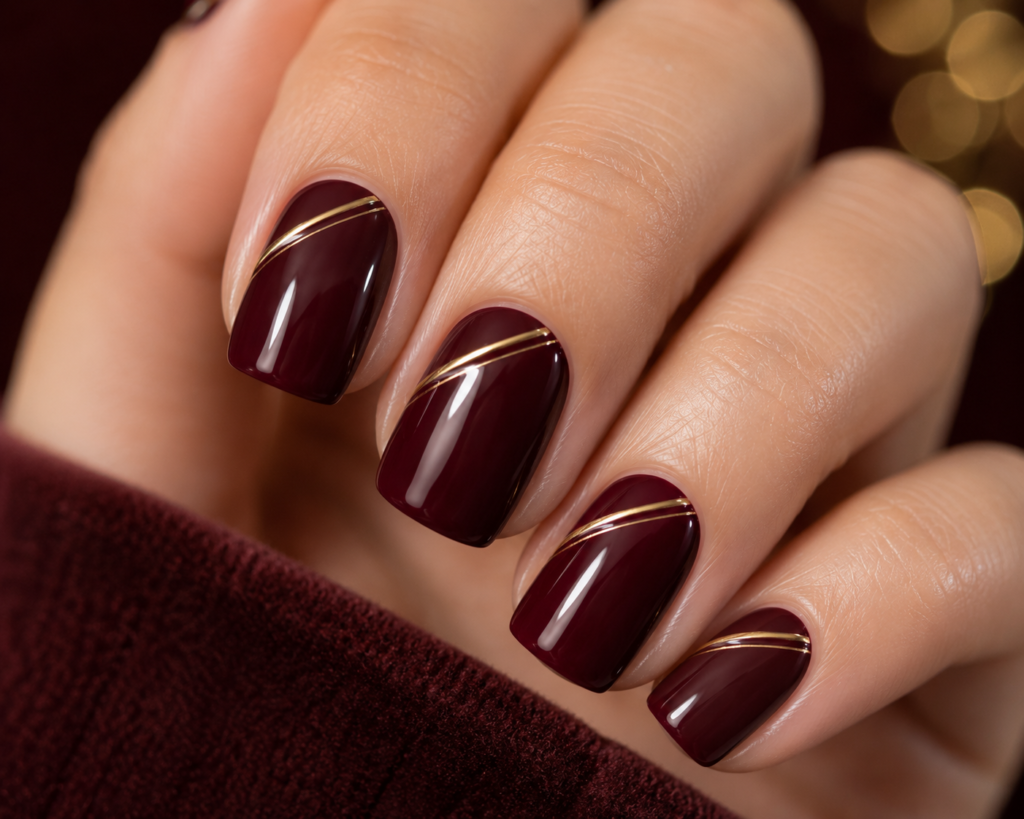 Maroon with Gold Lines