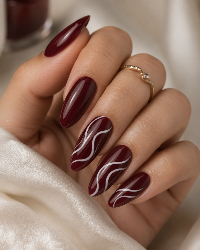 Maroon with White Swirls