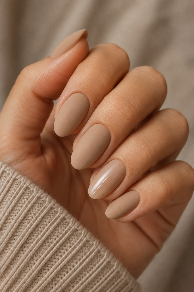 Matte Beige Nails 