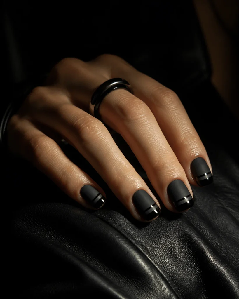 Matte Top, Glossy Tip short nail designs