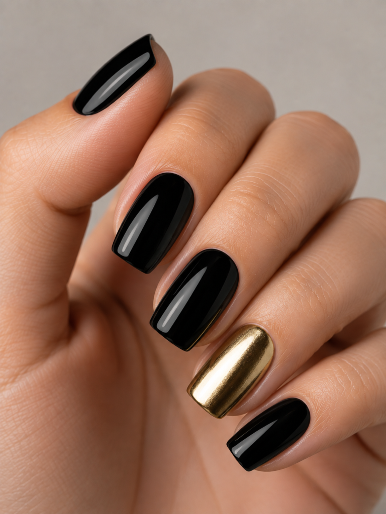 Metallic Gold Accent Nail