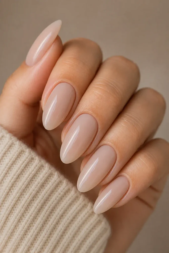 Milky Nude Almond Nails