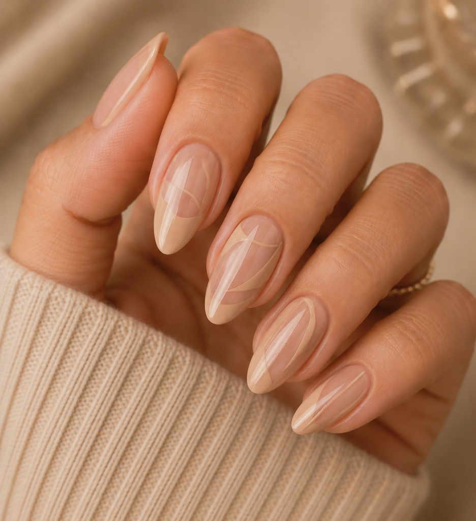 Negative-Space Beige Nails