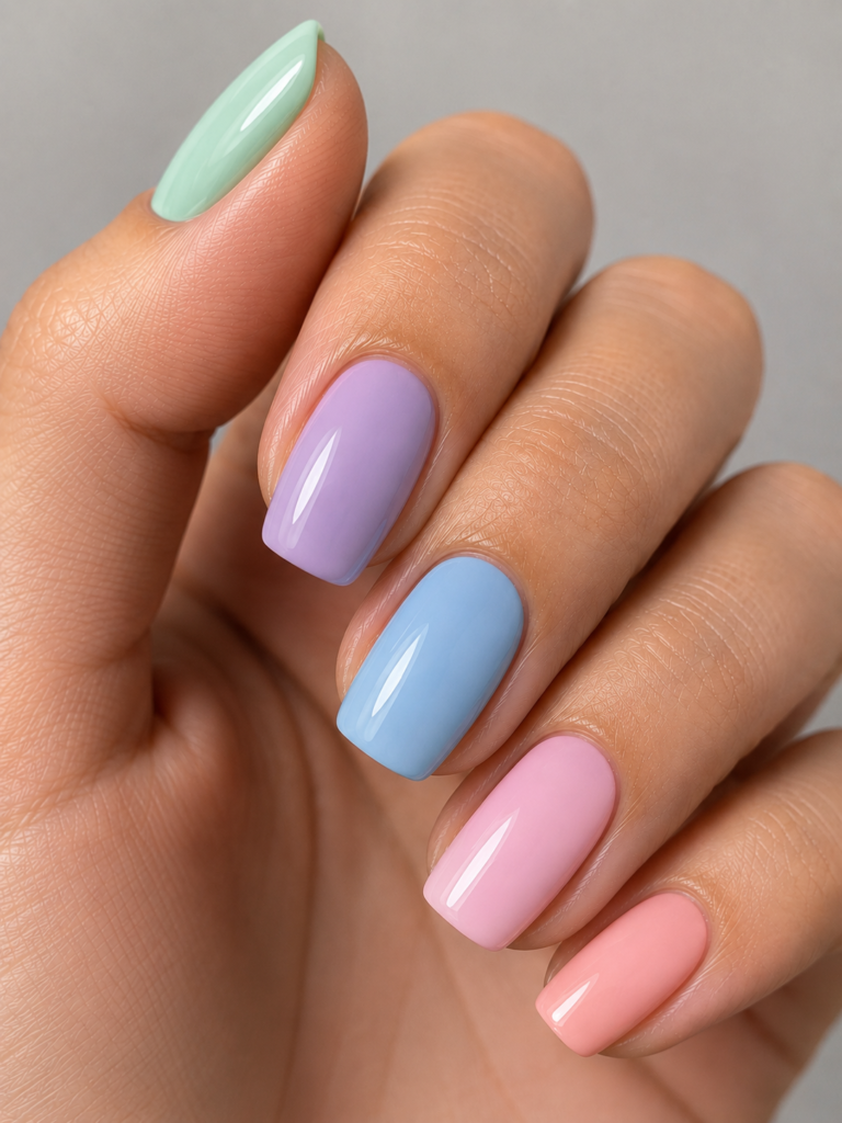 Pastel Color Block Nails