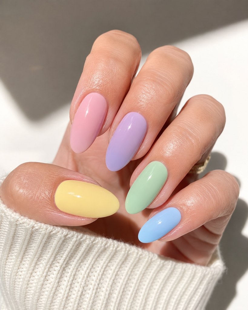 pastel rainbow nails