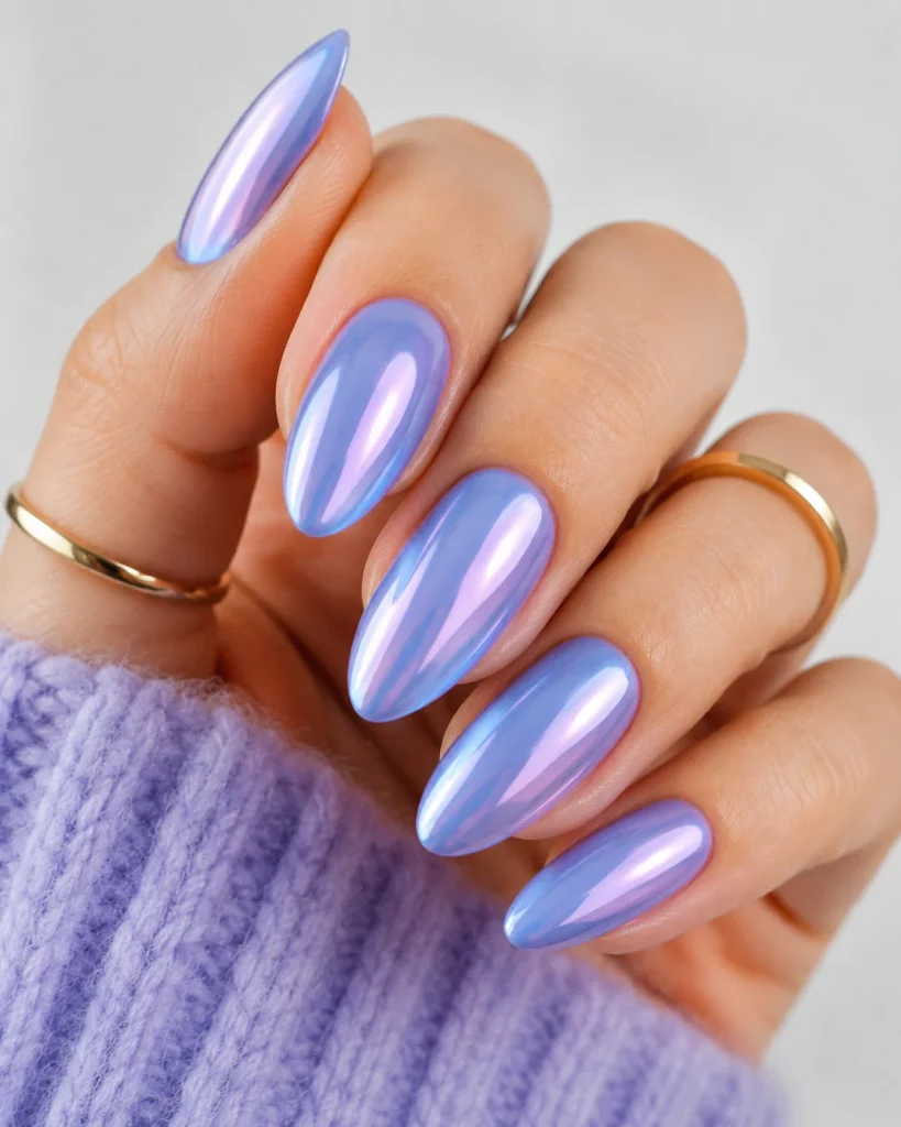 Periwinkle Chrome Nails