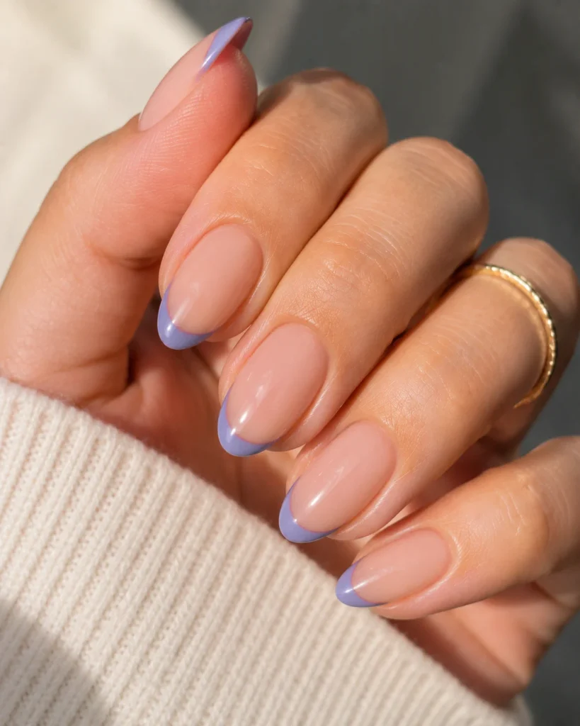 Periwinkle French Tips with a Nude Base