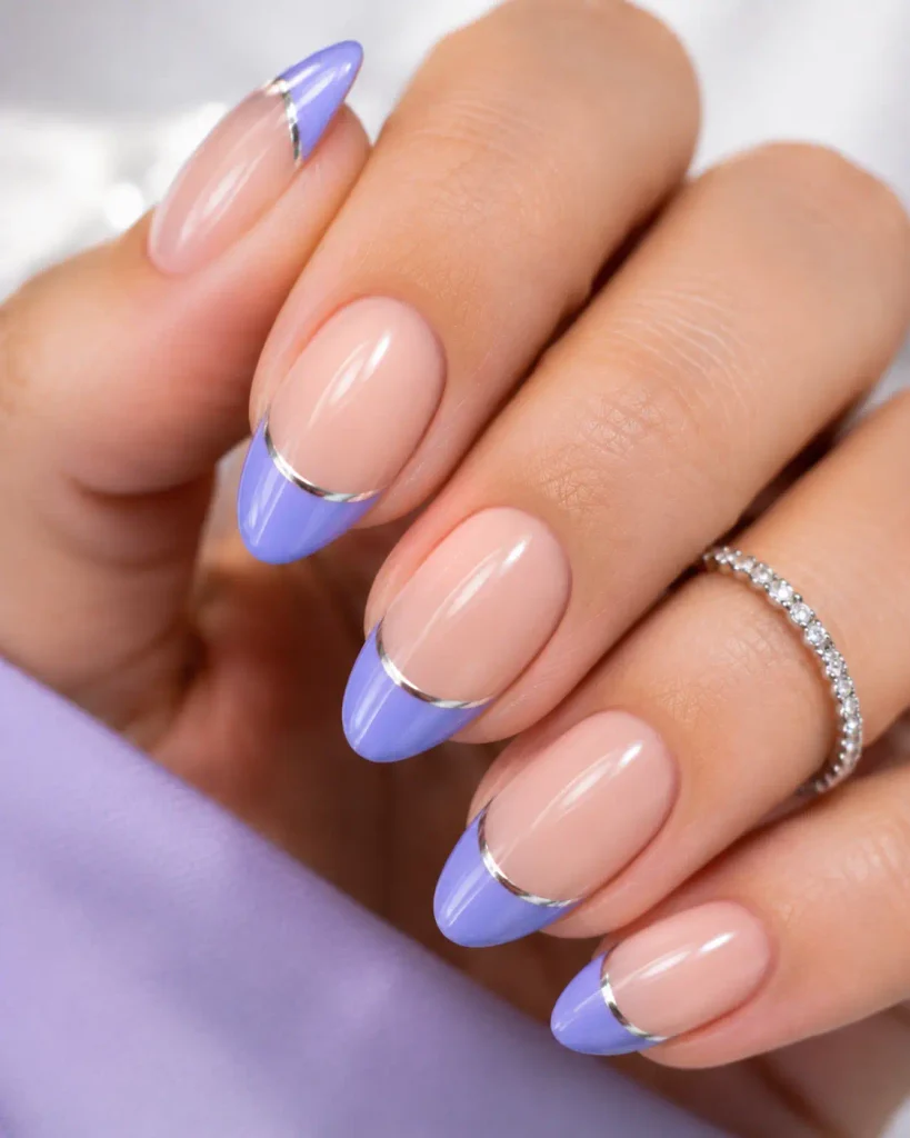 Periwinkle French with Silver Line Detail