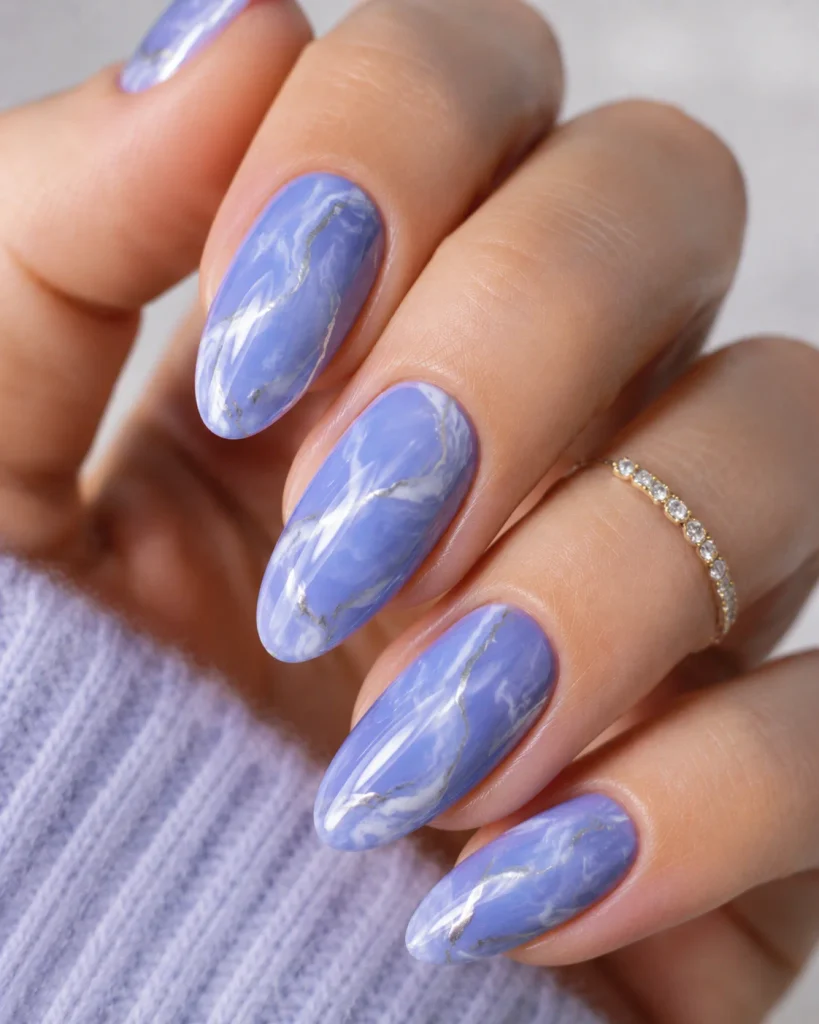 Periwinkle Marble Nails