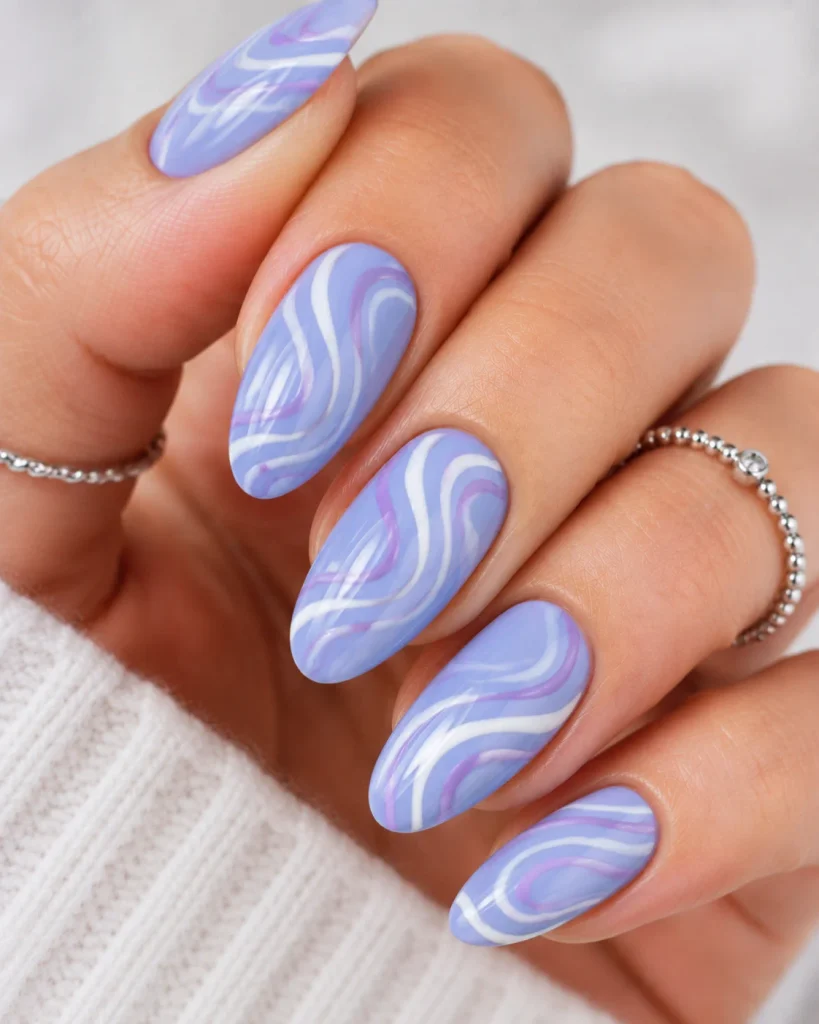 Periwinkle Swirl Nails