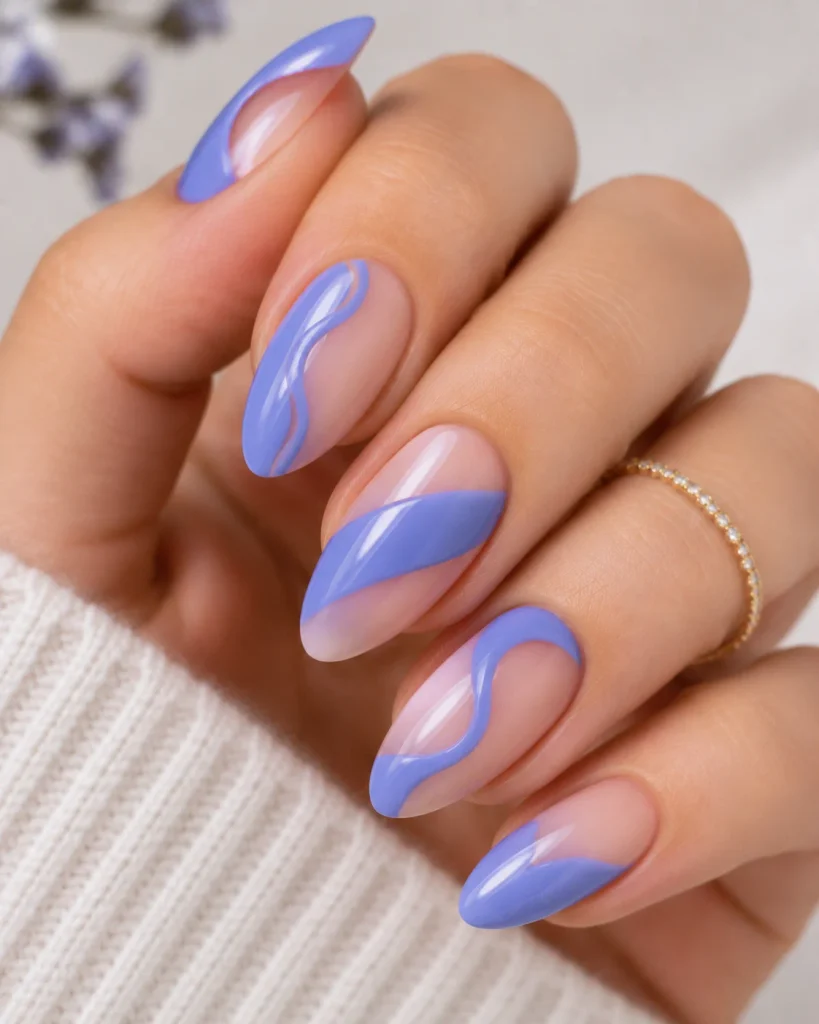 Periwinkle Negative-Space Nails