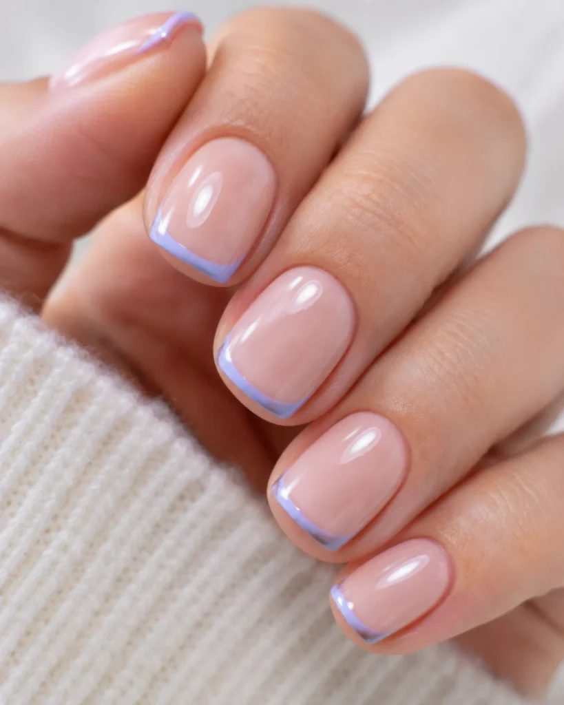 Periwinkle French Tips on Short Nails