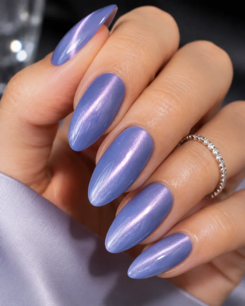 Periwinkle Cat-Eye Nails