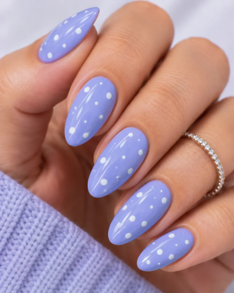 Periwinkle Polka Dot Nails