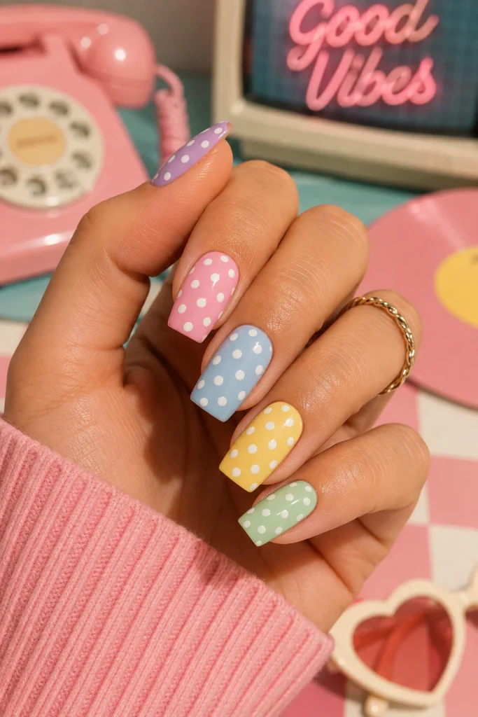 Polka Dot Dip Nails