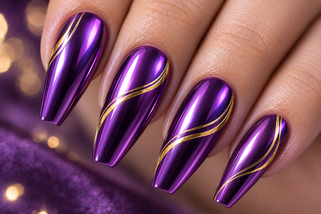 purple chrome with gold accent lines