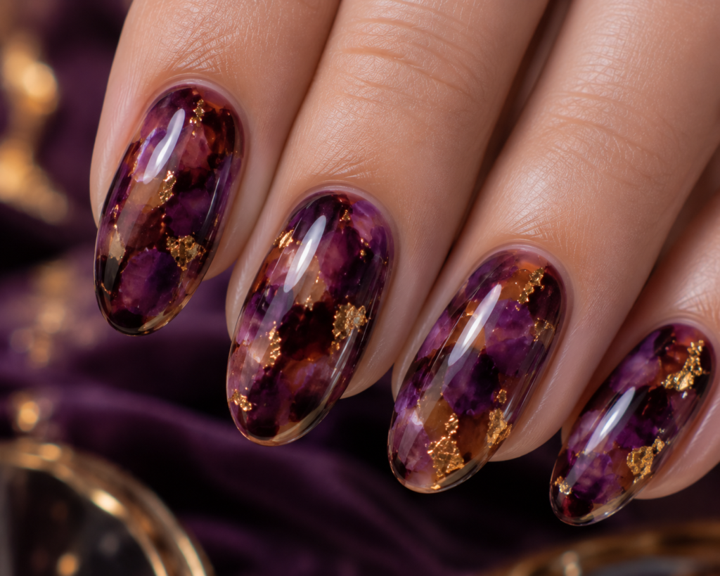 purple tortoiseshell with gold foil