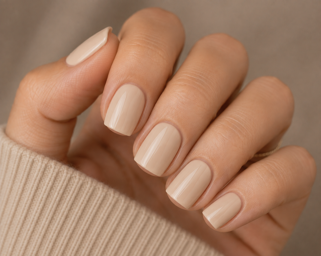Short Beige Square Nails