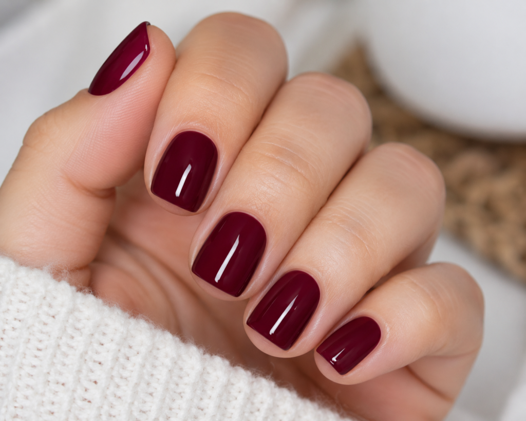 Short Nails Maroon