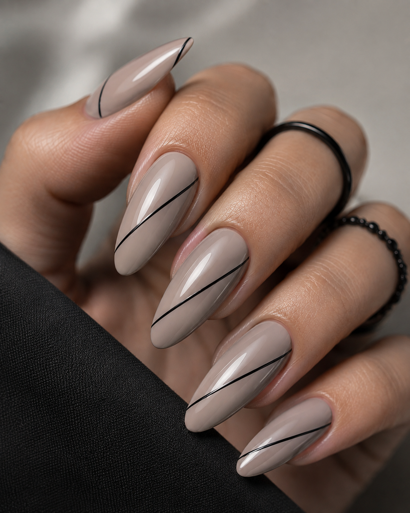 Single Black Line Nails