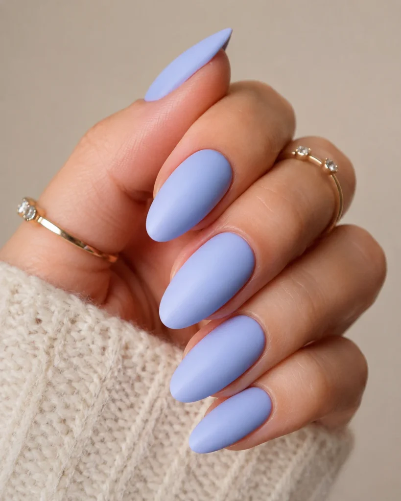 Soft Periwinkle Almond Nails