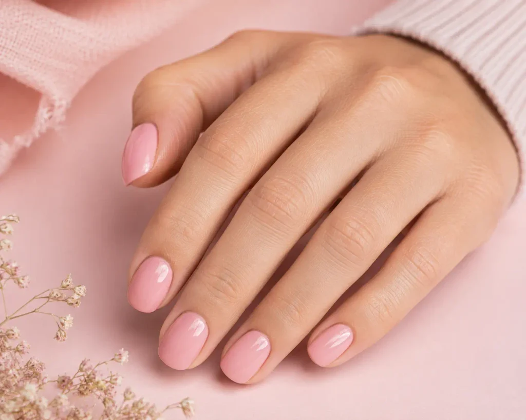 Soft Pink Dip Nails