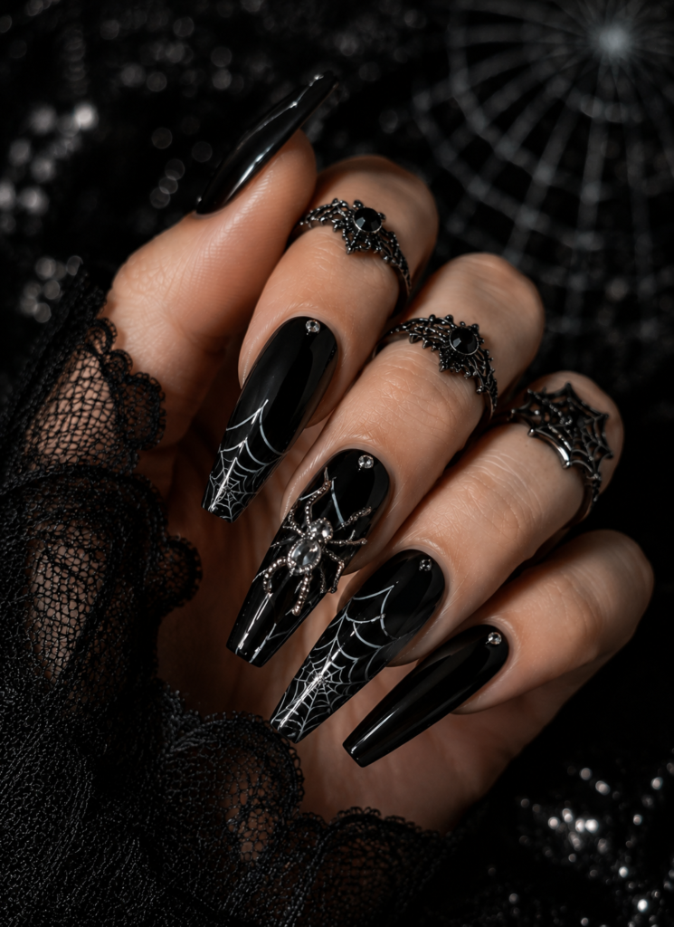 Spider Web Accent Nails