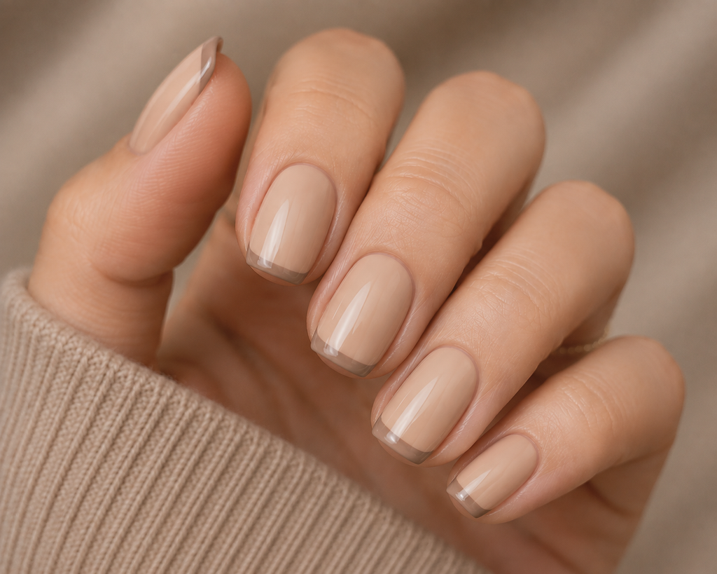 Tonal Beige Nails French Tips