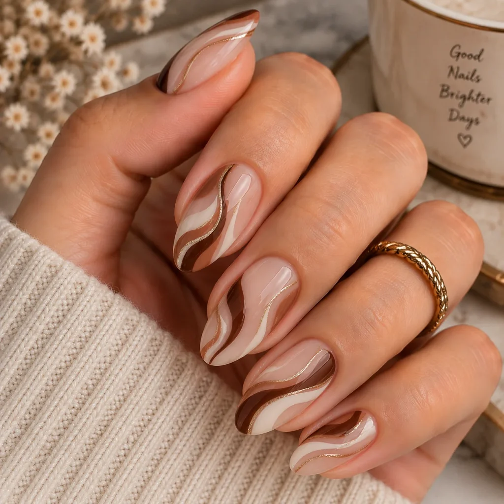 Abstract Swirl Gel Nail Art