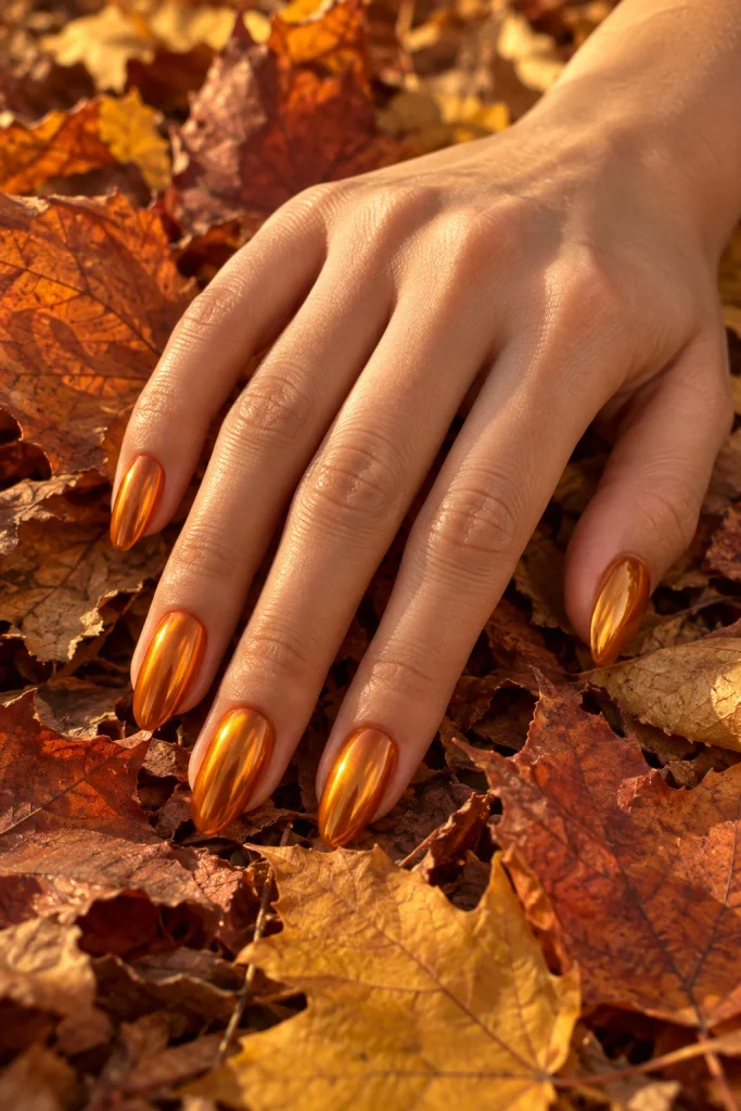 Amber Chrome Nails 