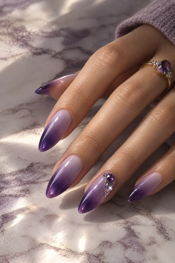Amethyst Purple Ombre Nails