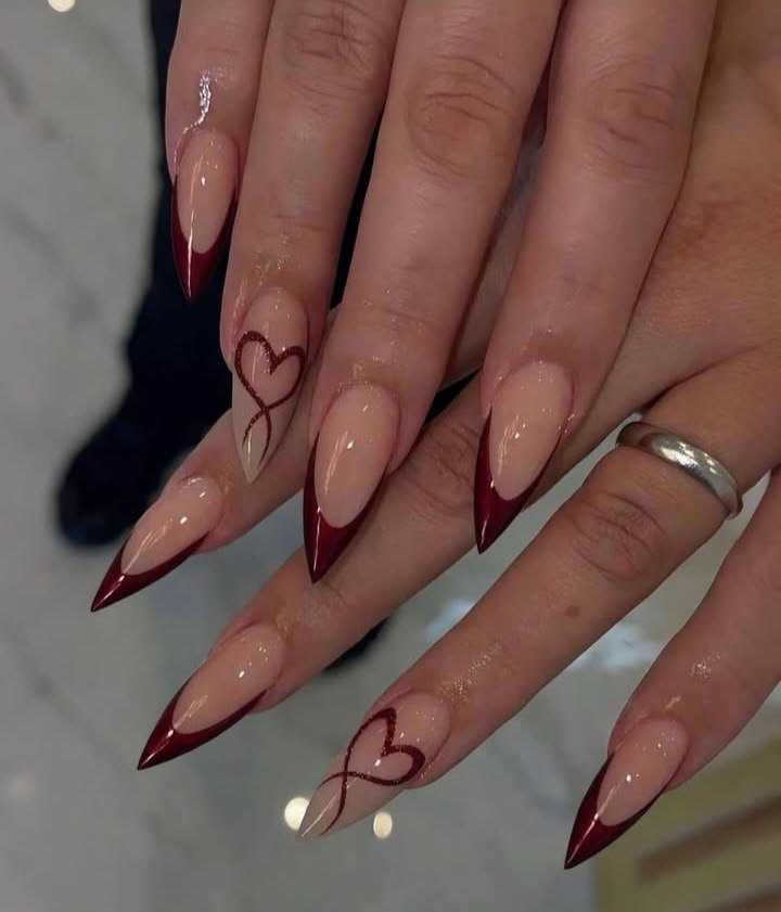 Baddie Red French Tip Nails