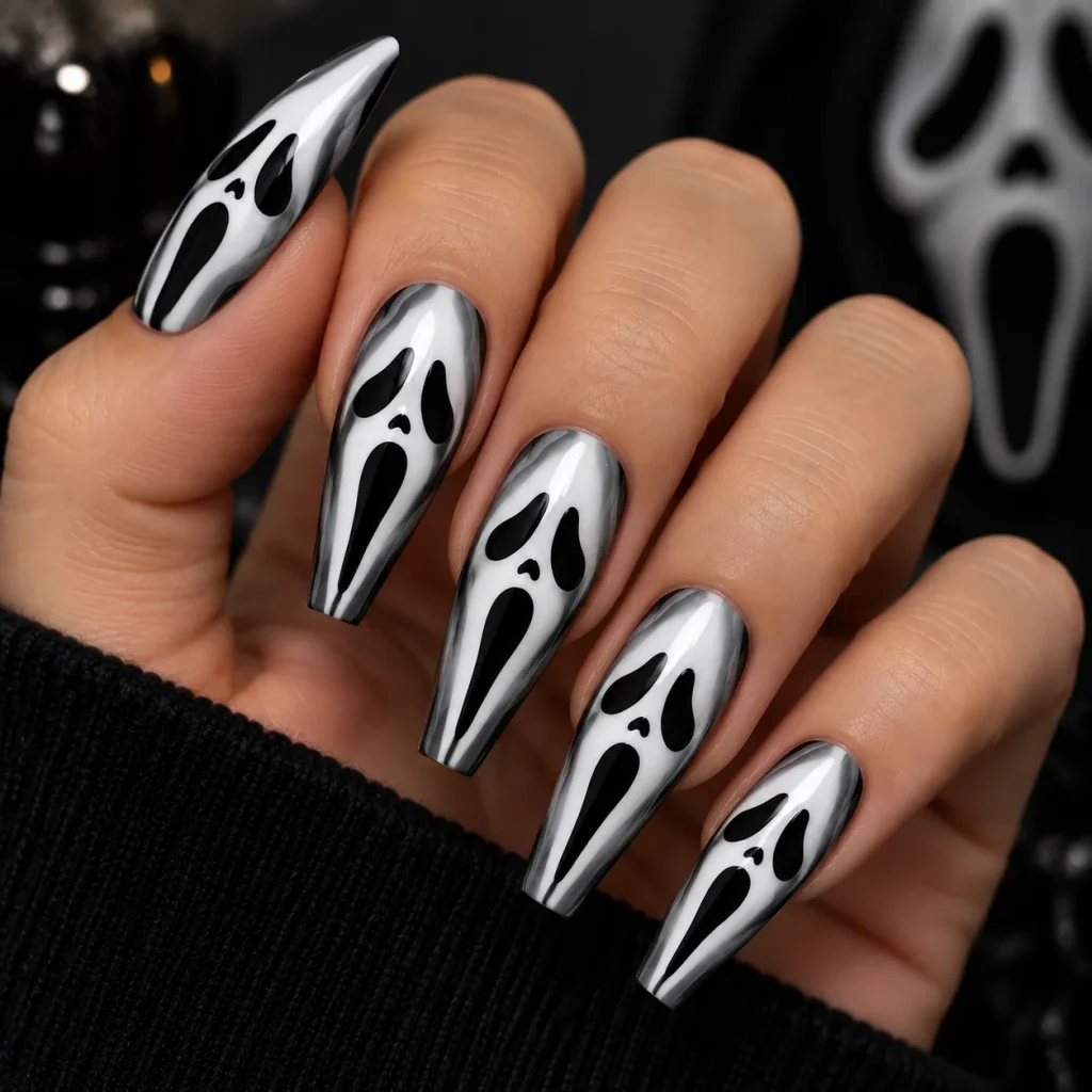 Ballerina Ghost Face Nails