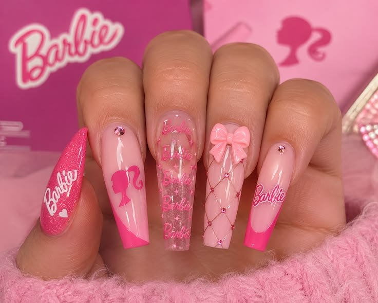 Barbie Pink Baddie Nails