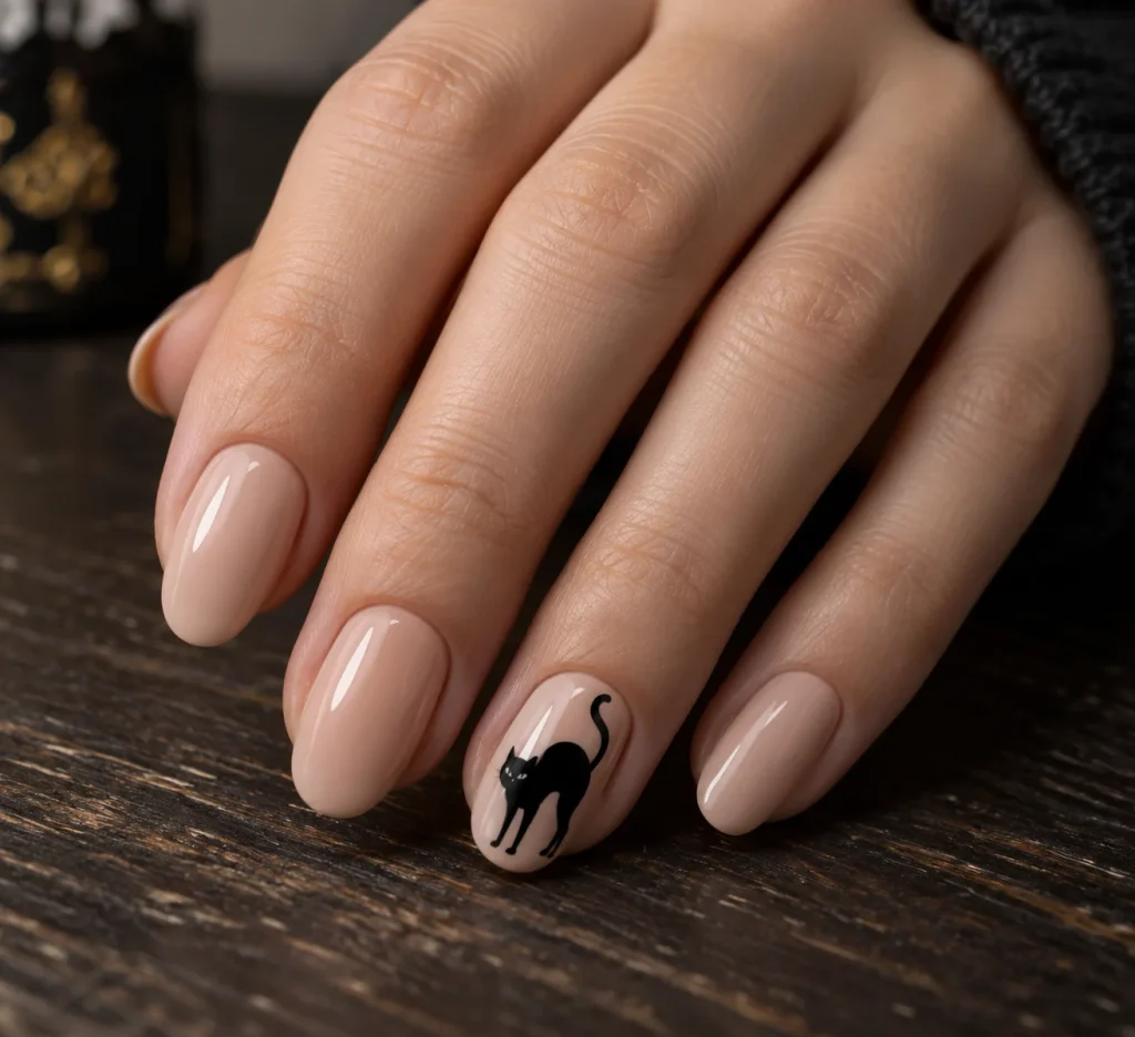 Black Cat Silhouette Nails