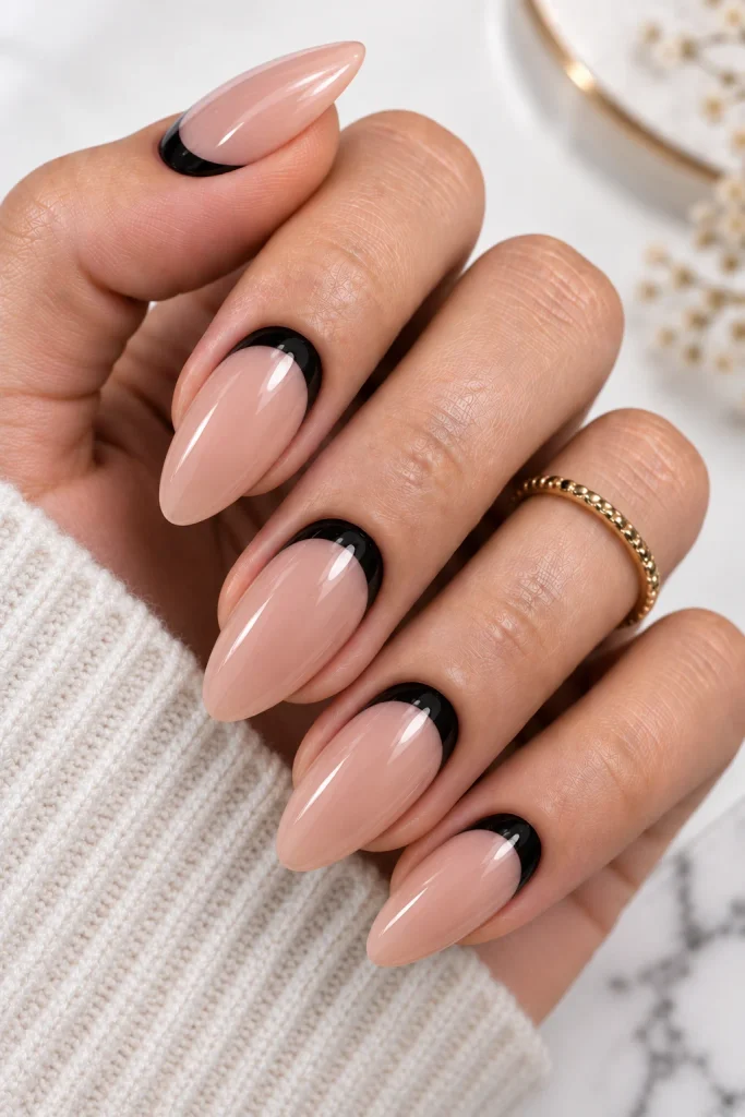  Black Half-Moon Manicure
