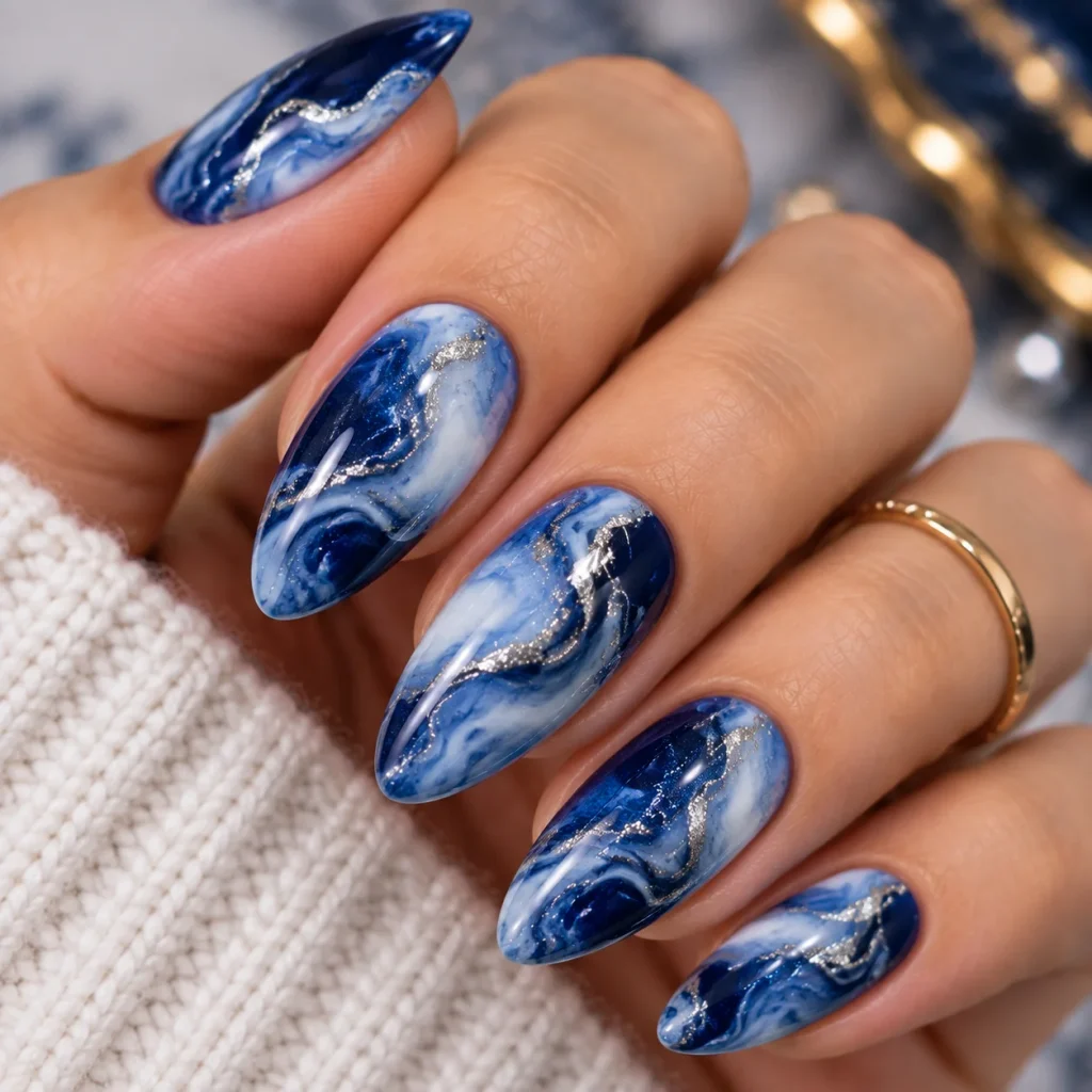 Blue Marble Nails 