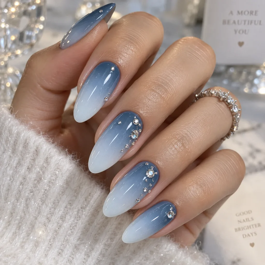 Blue Ombre with Scattered Crystals 