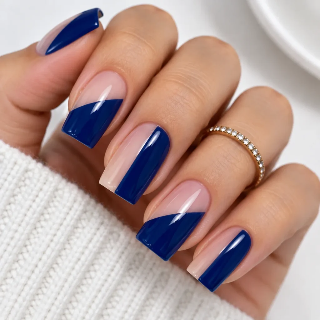 Blue and Clear Negative Space Nails 