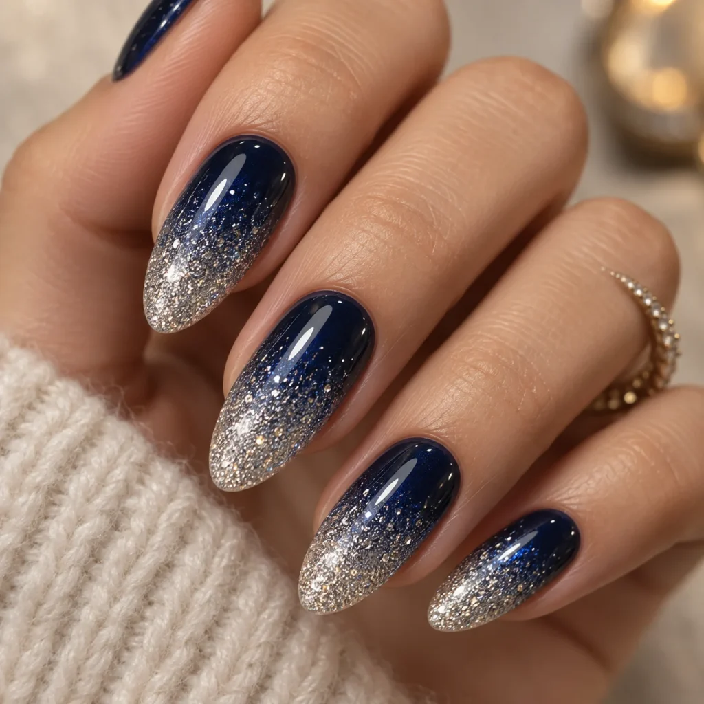  Blue and Silver Glitter Fade