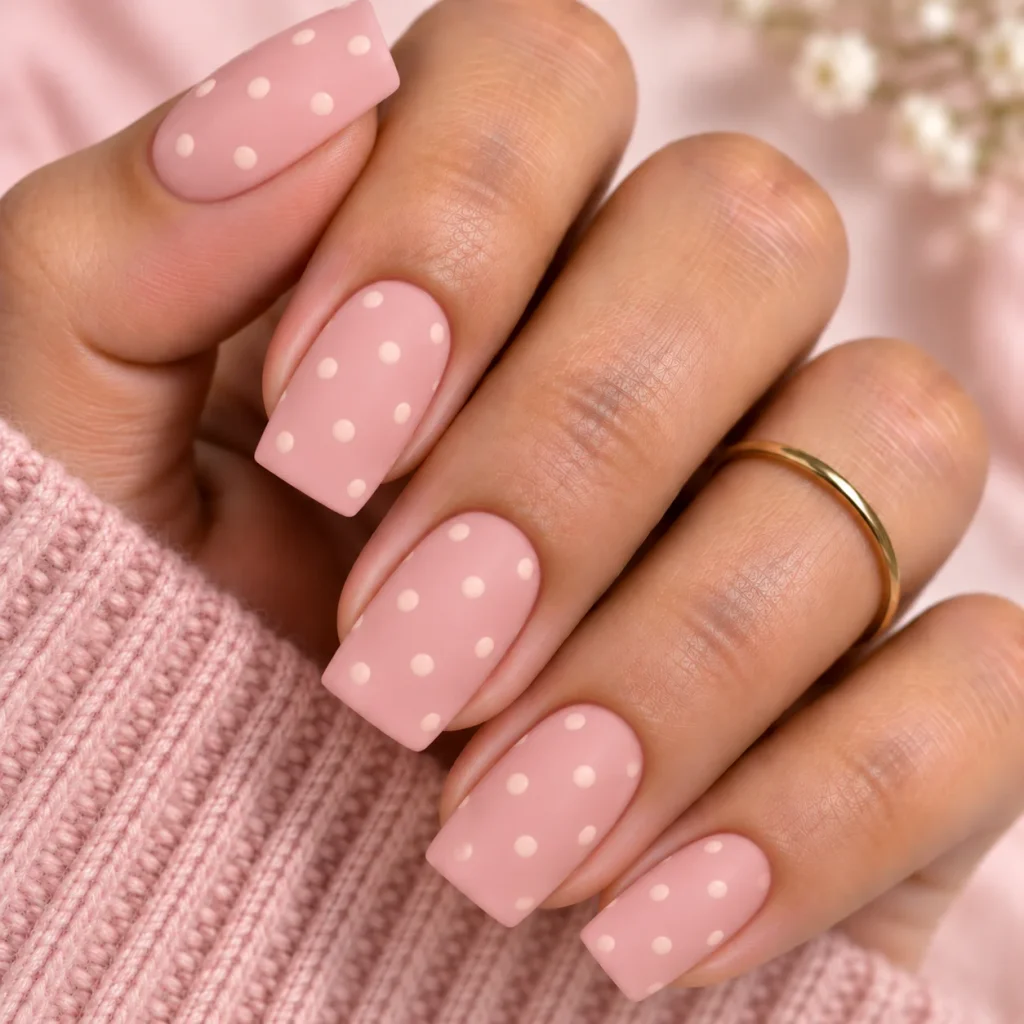Blush Pink with Cream Dots